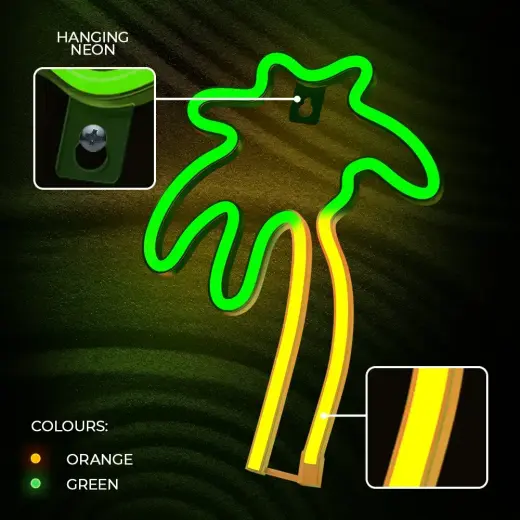 Neon LED Light PALM green orange NNE04 Neolia Фото num