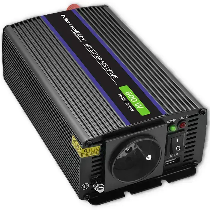 Qoltec Monolith voltage converter 600 MS Wave | 12V to 230V | 300/600W| USB Foto 2