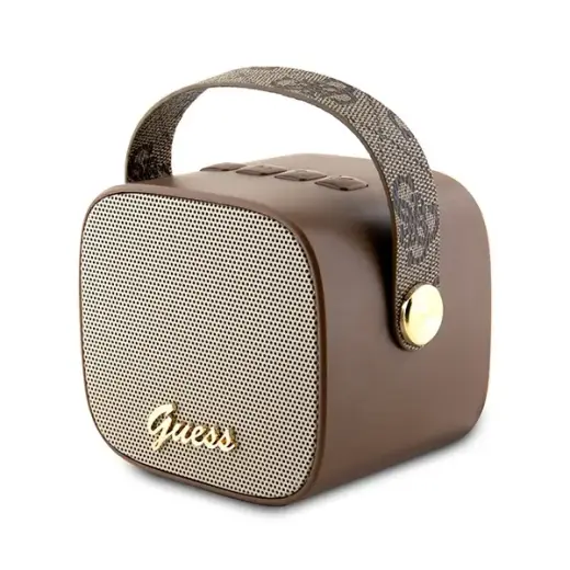 Guess głośnik Bluetooth GUWSB2P4SMW Speaker mini brązowy|bown 4G Leather Script Logo with Strap Фото num