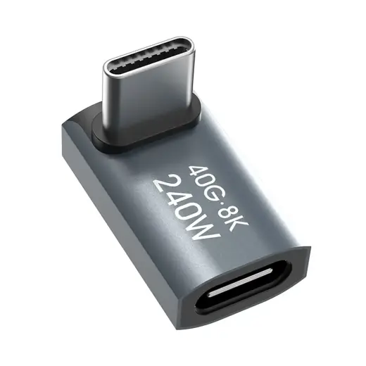 Wozinsky WPKF-01 USB-C - USB-C 40Gb|s 240W 8K OTG Angled Adapter - Gray Фото num
