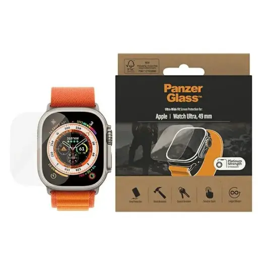 PanzerGlass Ultra-Wide Fit Apple Watch Ultra 49mm Screen Protection Platinium Strength 3680 Foto 1