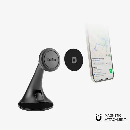 Magnetic car holder with Wide Line suction cup Black Photo