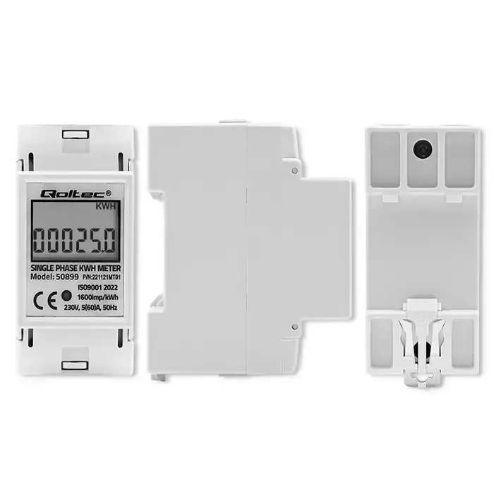 Qoltec Single phase electronic energy consumption meter | 230 V | LCD | 2P | DIN rail Фото num