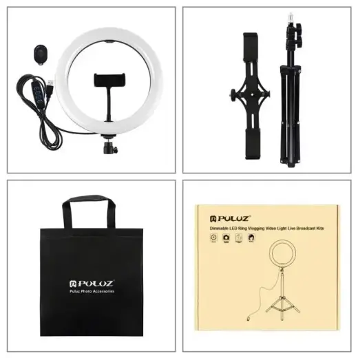 Tripod Mount Puluz with 26cm LED Ring Vlogging 1,1m  PKT3070B Фото num
