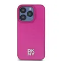 DKNY PU Leather Repeat Pattern Stack Logo MagSafe Case for iPhone 15 Pro Pink — Фото 1