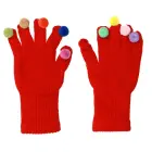 Gloves for touch screens with pom poms RED Photo