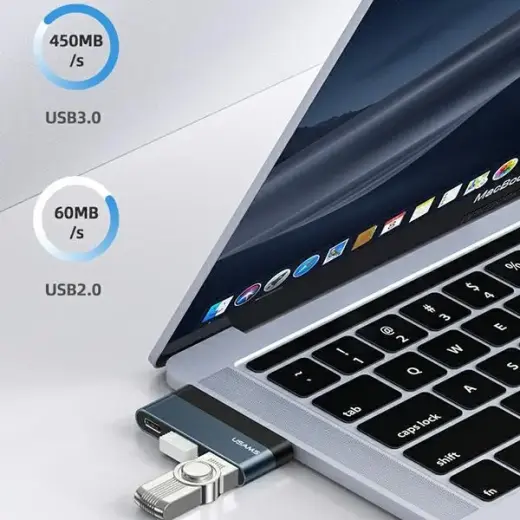 USAMS Adapter HUB USB 3.0|USB-C|Micro SD szary|grey SJ491HUB01 (US-SJ491) Фото num