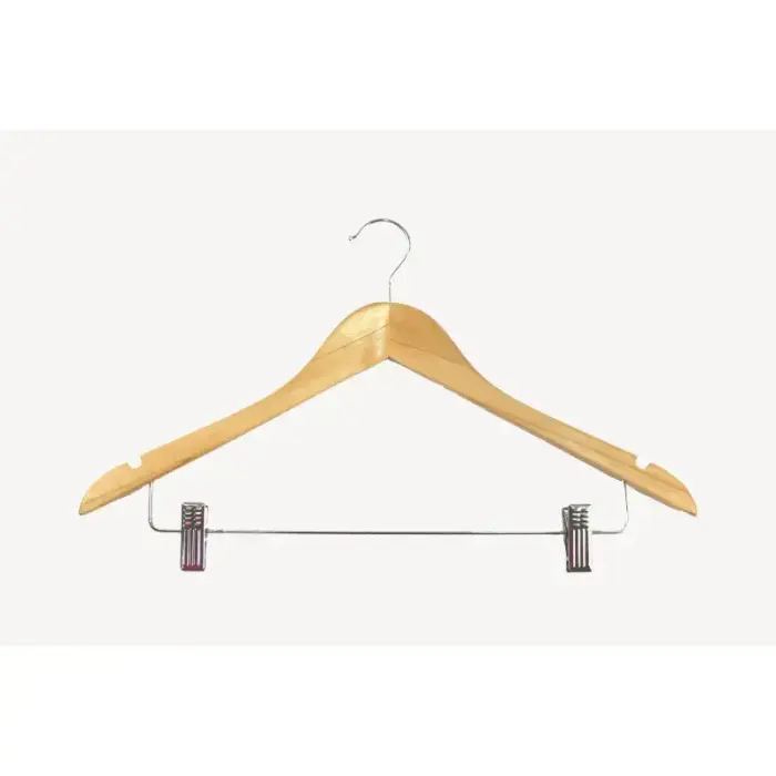 Clothes hangers with clips 2pcs wooden Wood 44,5cm