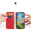 Dux Ducis Hivo Leather Flip Cover Genuine Leather Wallet for Cards and Documents iPhone 14 Plus Red Photo