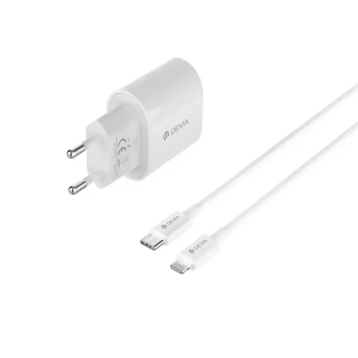 Devia wall charger Pro6 QC 1xUSB-C 20W + USB-C-Lightning cable white