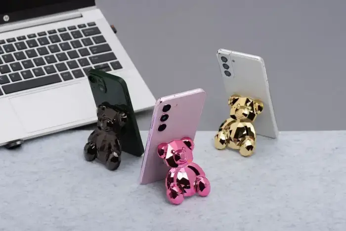 Phone stand BEAR - stick-on - gold Фото num