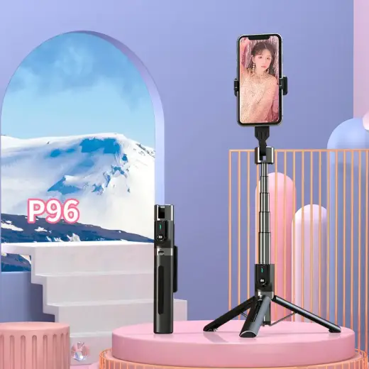 Selfie Stick - with detachable bluetooth remote control and tripod - P96 BLACK Foto 2