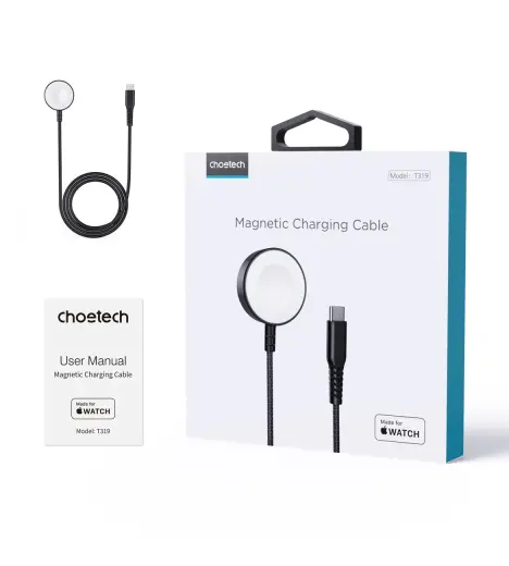 Choetech T319 MFI 5W wireless charger for Apple Watch + USB-C cable - black Foto 8