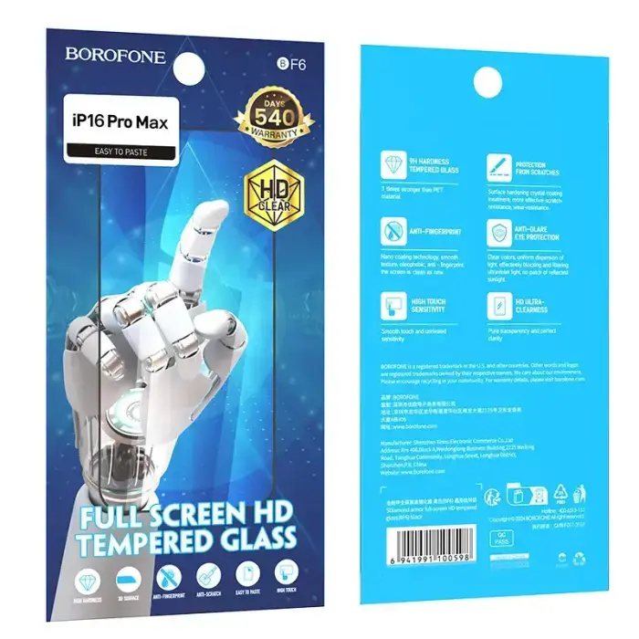 Borofone Tempered glass BF6 Diamond Armor Full Screen HD for Iphone 16 Pro Max - 10 pieces Foto 9