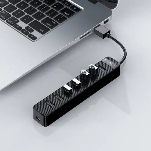 Orico TWU32-4A USB-A 3.0 hub | 4x USB-A 3.0 + 3x USB-A 2.0 + USB-C 5V|3A - black Фото num