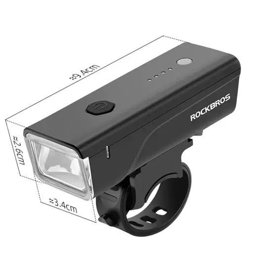 Rockbros 24510003001 front bicycle light 260 lm + USB-C - USB-A cable - black Фото num