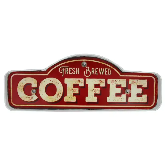 RETRO Metal Sign LED Fresh Brewed Coffee Forever Light Foto 2