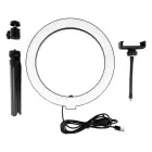 LED Ring Stream RGB lamp 10" with holder for mobile + tripod black Photo