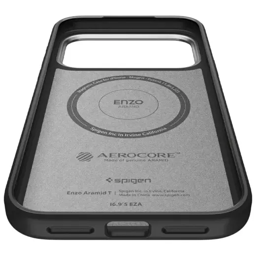 Spigen Enzo Aramid "T" Mag MagSafe Case for iPhone 17 Pro Black Silver Foto 8