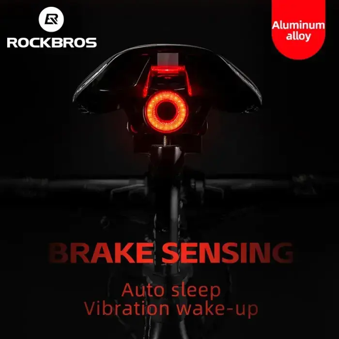 Rockbros Q5 Rear Bike Light with Intelligent Stop System - Black Foto 27