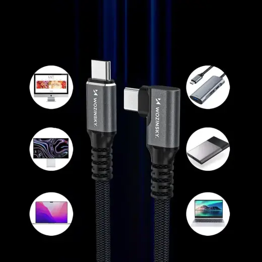 Wozinsky WPS2-UY41S USB-C Thunderbolt 4 240W Angled Cable 2m - Black Foto 6
