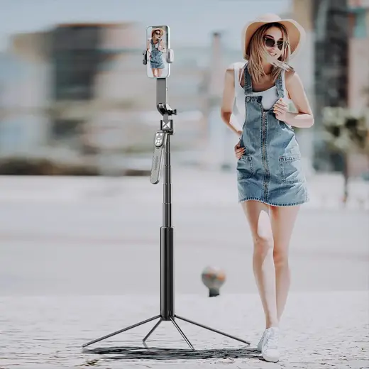 Wozinsky WST-360YS Selfie Stick with Tripod Function with 360Â° AI Auto Face Tracking Gesture Control - Black Фото num