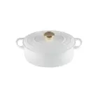 Кастрюля чугунная овальная 27см/4,1л белая Фото num