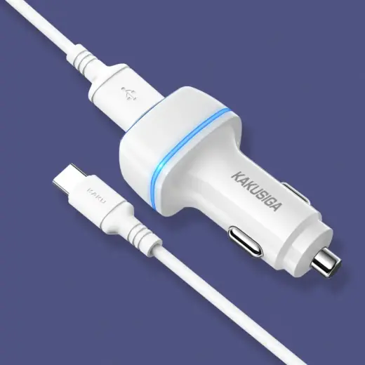 KAKU Car Charger KSC-528 Shengyu - 2xUSB - 2,8A with USB to Type C white Foto 4
