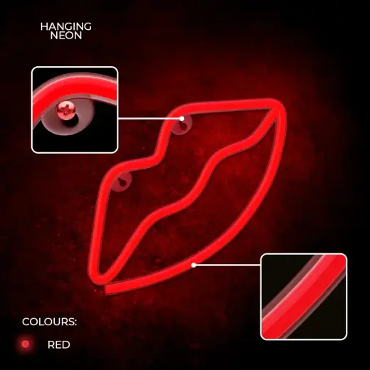 Neon LED Light LIPS red Bat + USB FLNE08 Forever Light Foto 4