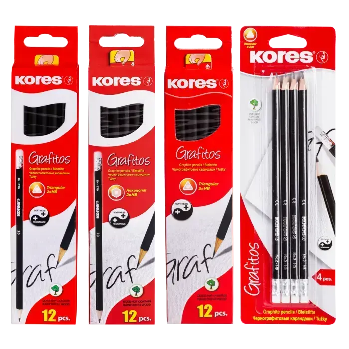 Zīmulis KORES Grafito HB ar dzēšgumiju, trīsšķautņu korpuss Foto 3