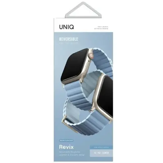 Uniq Revix Premium Magnetic Strap for Apple Watch 38|40|41mm - Blue and White Foto 3