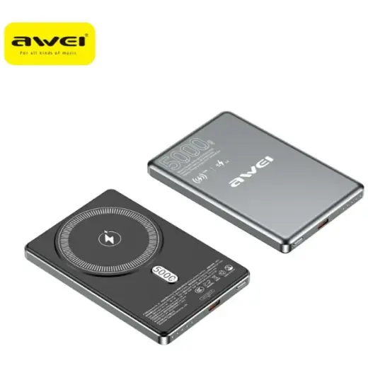 Awei PA-30 external battery (powerbank) | 5000 mAh | 15W | USB-C, MagSafe | grey