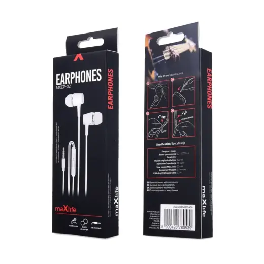 Maxlife wired earphones MXEP-02 jack 3,5mm white Foto 4