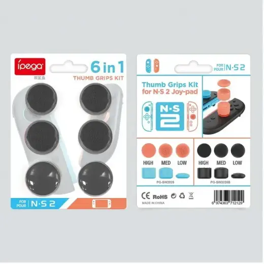 iPega SW2026B Thumb Grips JoyCon Controller for Nintendo Switch 2 6pcs Black Foto 4