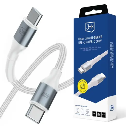 3mk Hyper Cable 3mk Hyper Cable N-SERIES USB-C | USB-C 1m 20V|3A 60W | white
