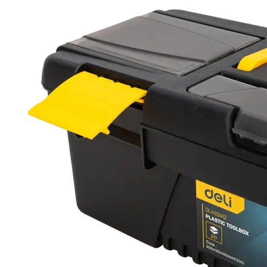 Plastic Tool Box Deli Tools EDL432412, 12'' (yellow) Photo