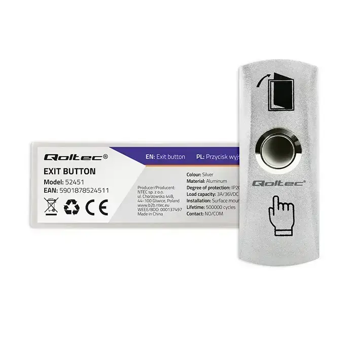 Qoltec Exit button with LED backlight Фото num