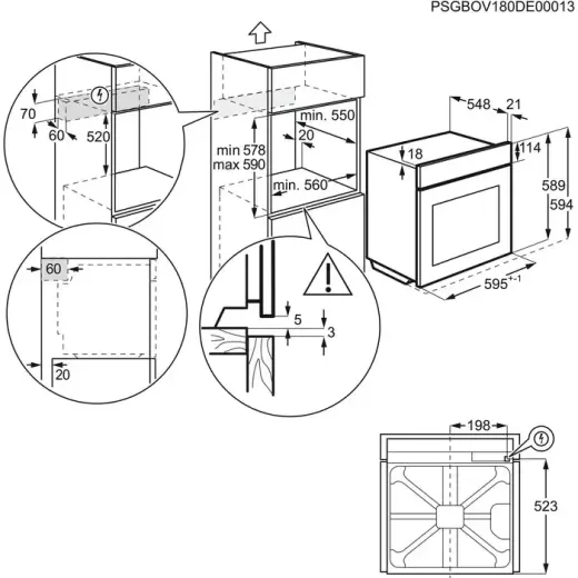 Electrolux cepeškrāsns, iebūv., 72 l, melna Photo