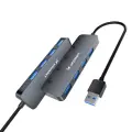USB-A Hub Wozinsky WHS080YSS 4 x USB-A 3.0 with individual switches, aluminum, with 30 cm cable - gray Фото num