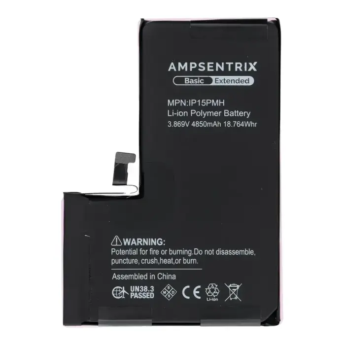  AmpSentrix Basic battery for iPhone 15 Pro Max (high capacity 4850 mAh) Фото num