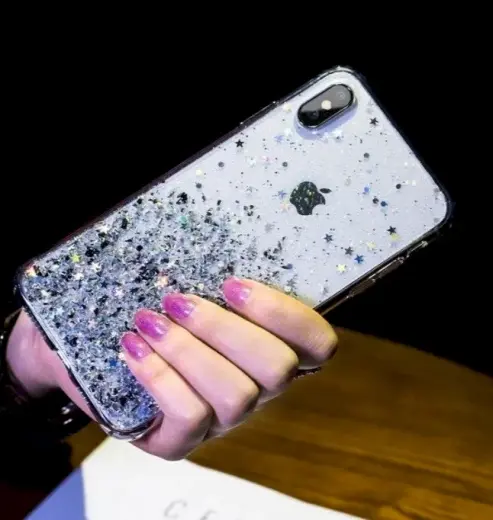 Fusion Glue Glitter Back Case Silikona Aizsargapvalks Priekš Apple iPhone 12 Pro Max Caurspīdīgs Foto 3