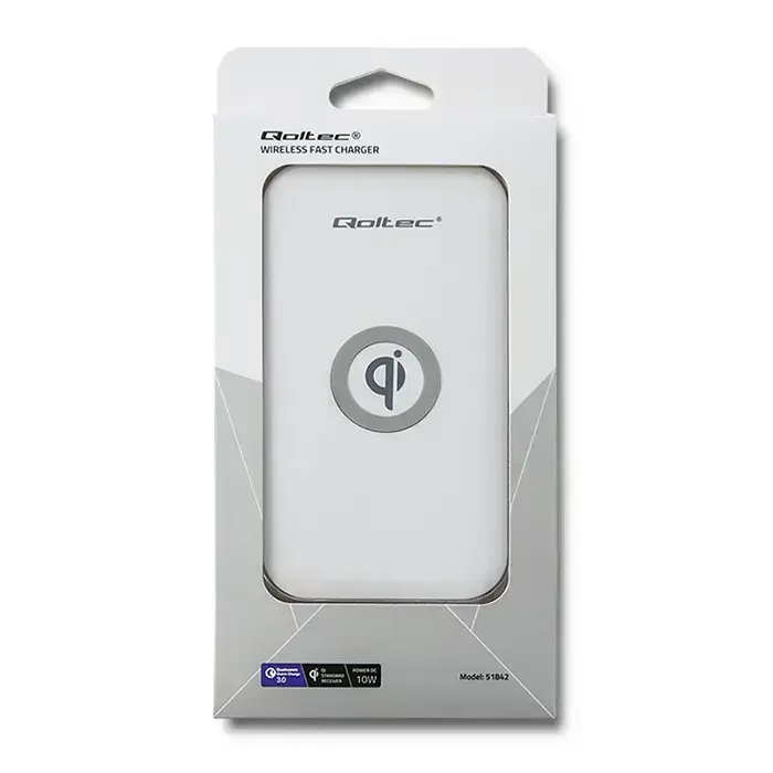 Qoltec Induction Wireless Charger | Qualcomm QuickCharge 3.0 | 10W | white Foto 6
