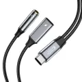 Tech-Protect UltraBoost USB-C (male) PD 60W 6A | mini jack 3.5mm (female) - USB-C (female) cable - black Photo