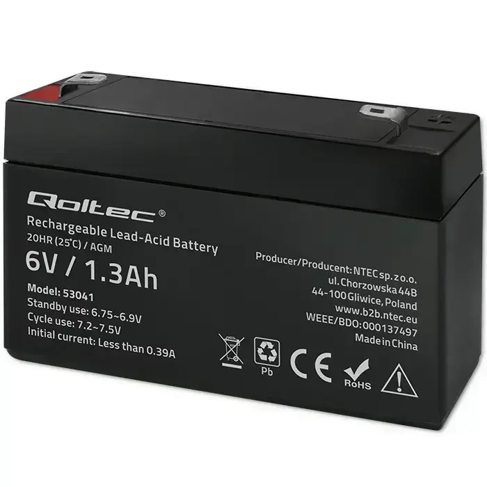 Qoltec AGM battery | 6V | 1.3Ah | Maintenance-free | Efficient| LongLife | for UPS, scale, cash register Foto 9