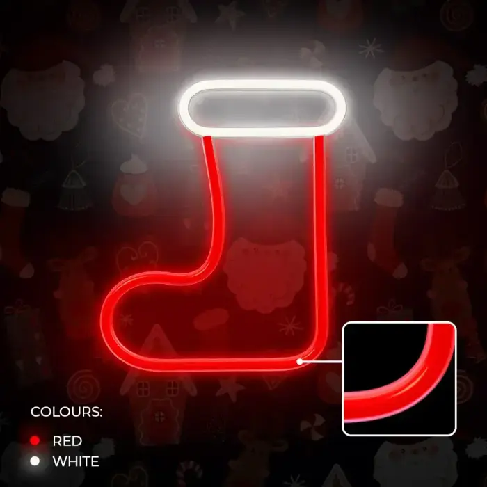 Neon LED CHRISTMAS SOCK white red FLNE23 Forever Light Foto 6