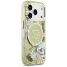 Case Guess IML Glitter Flowers Triangle  MagSafe for iPhone 17 Pro green Foto 4