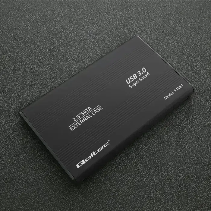 Qoltec Aluminium External Hard Drive Case HDD SSD 2.5'' SATA3 | USB 3.0 | Black Фото num