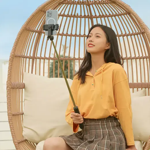 Selfie stick WHS1Y telescopic tripod 1m with phone holder - black Фото num