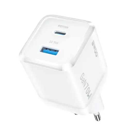 BWOO GaN wall charger CDA224 QC 70W 1 x USB 1 x USB-C, white Foto 3