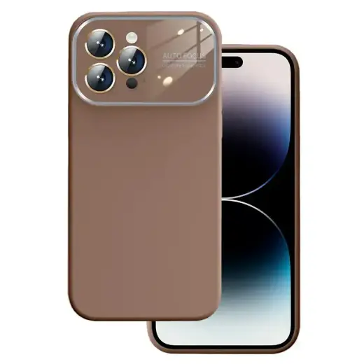 Soft Silicone Lens Case for Iphone 14 Pro Max brown